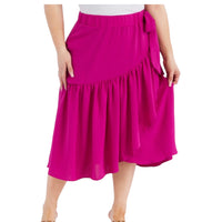 Women's Plus Size Airflow Midi Skirt With A Bow - Fabulously Dressed Boutique
