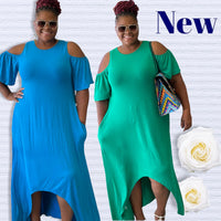 Plus Cold Shoulder Flare Maxi Dress - Fabulously Dressed Boutique