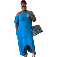 Plus Cold Shoulder Flare Maxi Dress - Fabulously Dressed Boutique