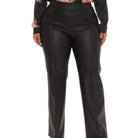 Plus Size Black Faux Leather Wide Leg Pants - Fabulously Dressed Boutique
