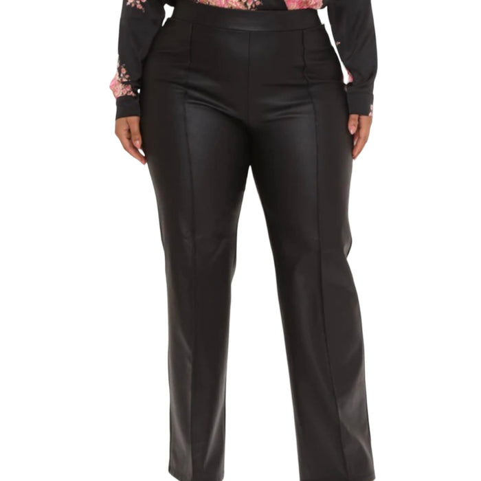 Plus Size Black Faux Leather Wide Leg Pants - Fabulously Dressed Boutique