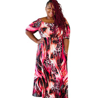 Women’s Plus Size Red Off The Shoulder Dress - Fabulously Dressed Boutique