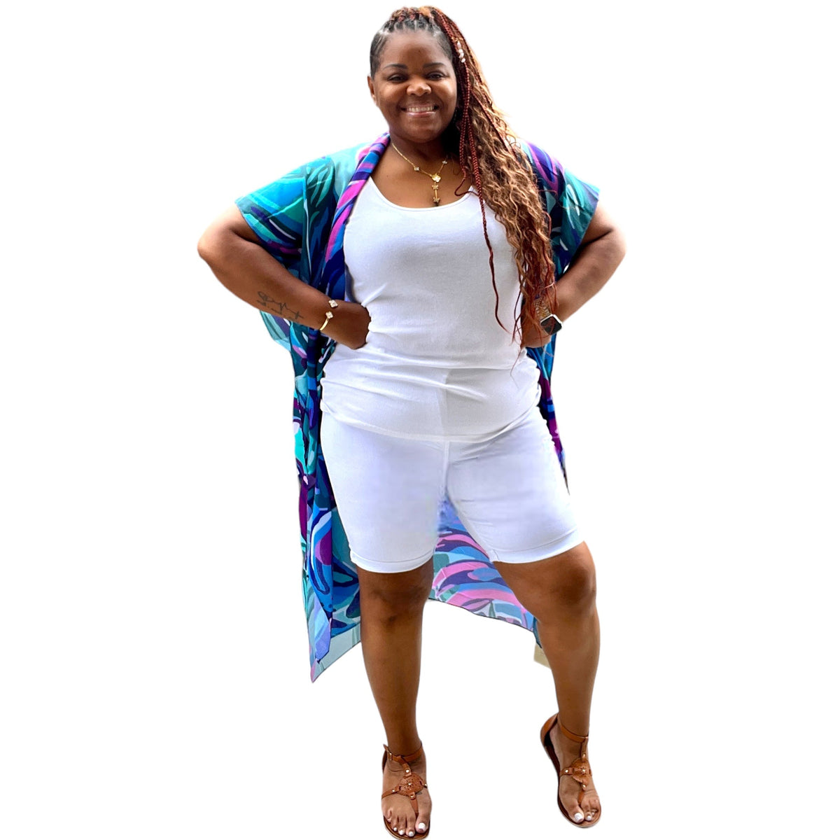 Women's Plus Size White Bermuda Shorts - Fabulously Dressed Boutique