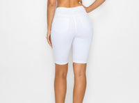 Women's Plus Size White Bermuda Shorts - Fabulously Dressed Boutique