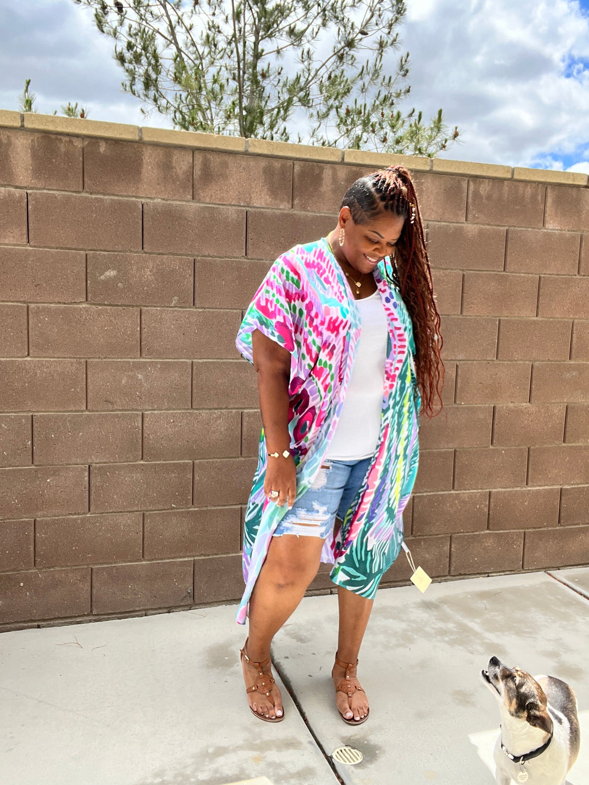 Women's Tropical Print Lightweight Kimono - Fabulously Dressed Boutique