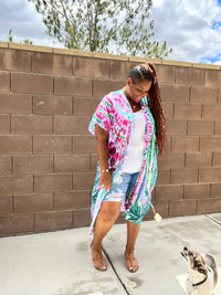 Women's Tropical Print Lightweight Kimono - Fabulously Dressed Boutique