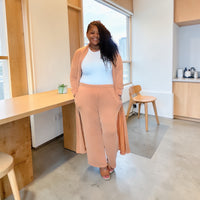 Plus Size 2 Piece Longline Cardigan And Pant Set