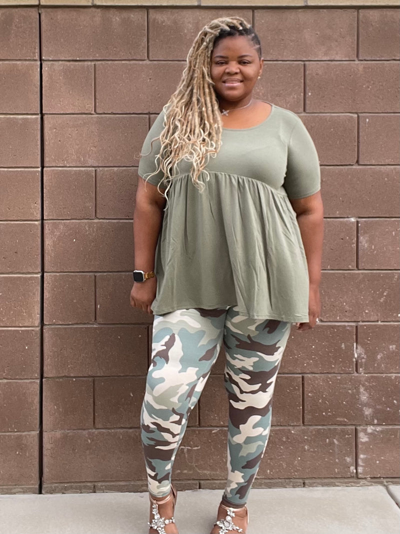 Military Camouflage High Rise Microfiber Full Length Leggings