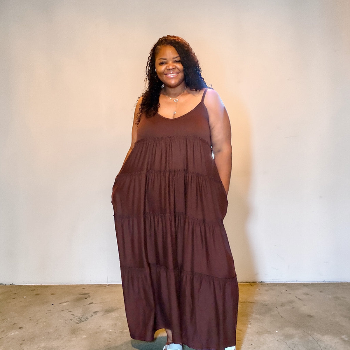 Spaghetti Strap Fit & Flare Plus Size Maxi Dress