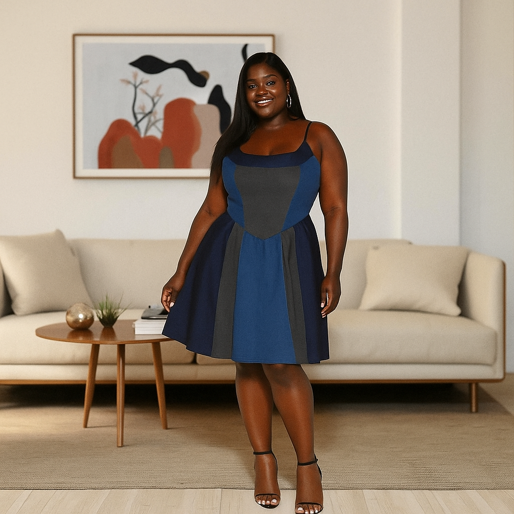 Plus Size Denim Skater Dress