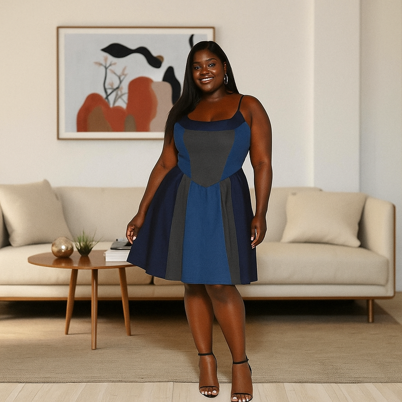 Plus Size Denim Skater Dress