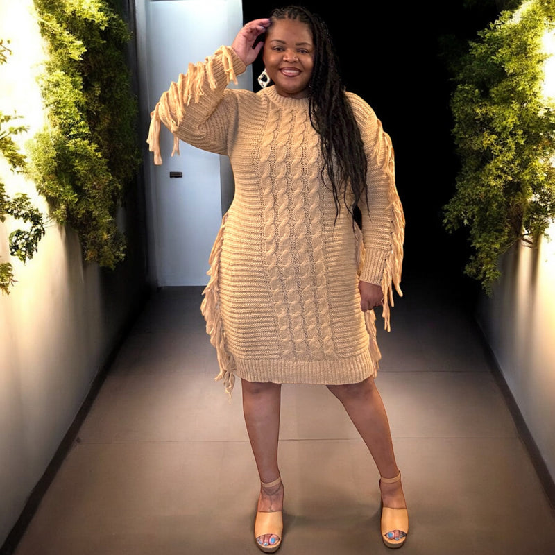 Women’s Perfect Camel Fringe Dress - Fabulously Dressed Boutique 