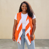 Women's Spicy Orange Color Block Drape Vest