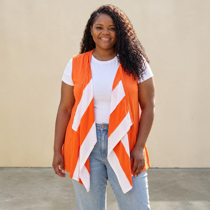 Women's Spicy Orange Color Block Drape Vest