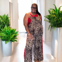 Plus Size Leopard Printed Overall Jumpsuit