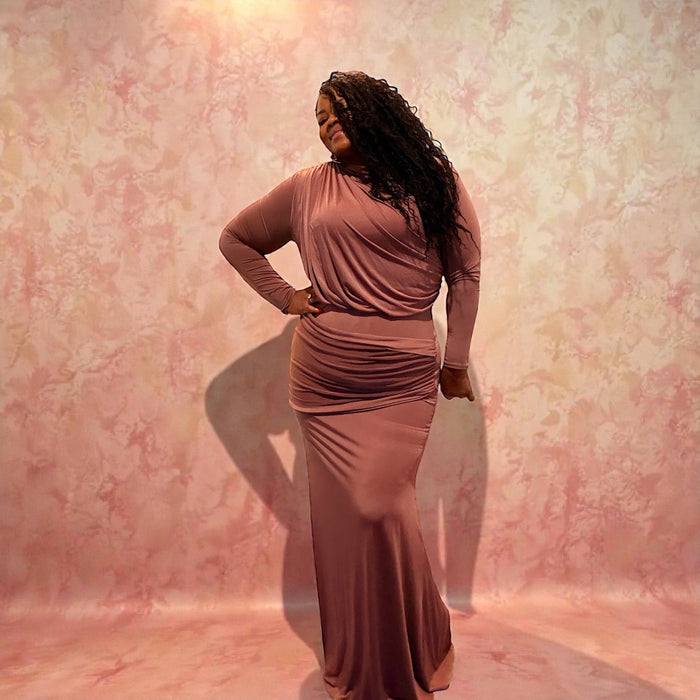 Women's Plus Size Shirring Maxi Skirt Set