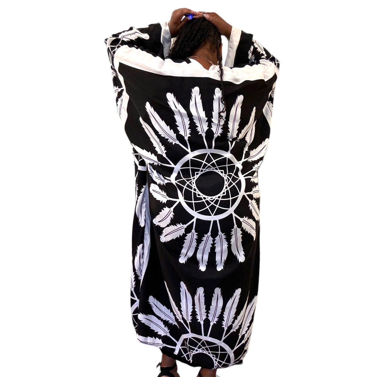 Boho Chic Black Feathered Kimono - Fabulously Dressed Boutique 