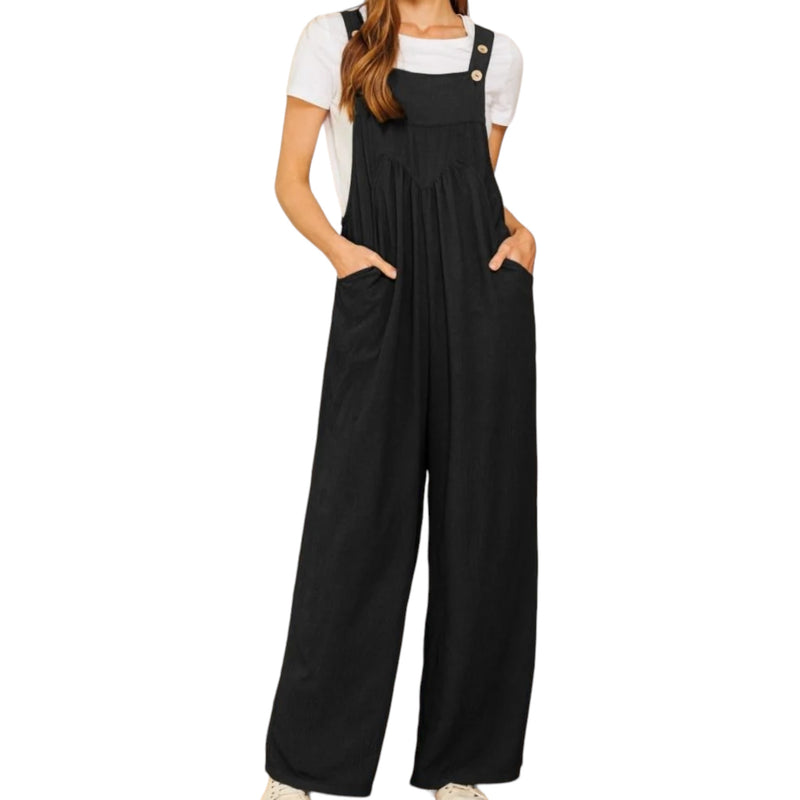 Plus Size Lazy Day Overalls In Black - Fabulously Dressed Boutique 