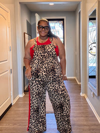Plus Size Leopard Printed Overall Jumpsuit