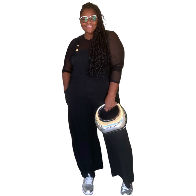 Plus Size Lazy Day Overalls In Black - Fabulously Dressed Boutique 
