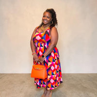 Plus Fit And Flare Midi Dress W/ Side Pockets