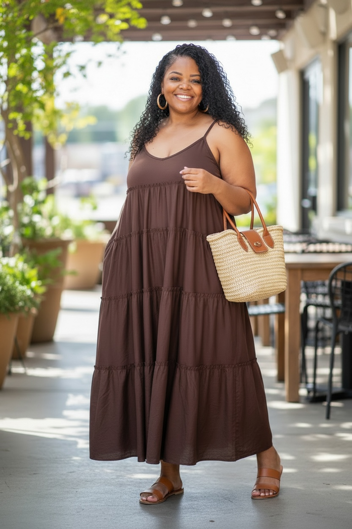 Spaghetti Strap Fit & Flare Plus Size Maxi Dress