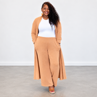Plus Size 2 Piece Longline Cardigan And Pant Set