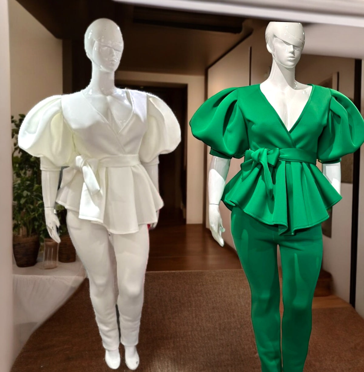 Elegant Women's Plus Size Puff Sleeve Legging Set - Fabulously Dressed Boutique 