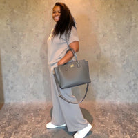 Plus SIze Scuba High Neck Half Zip Pant Set