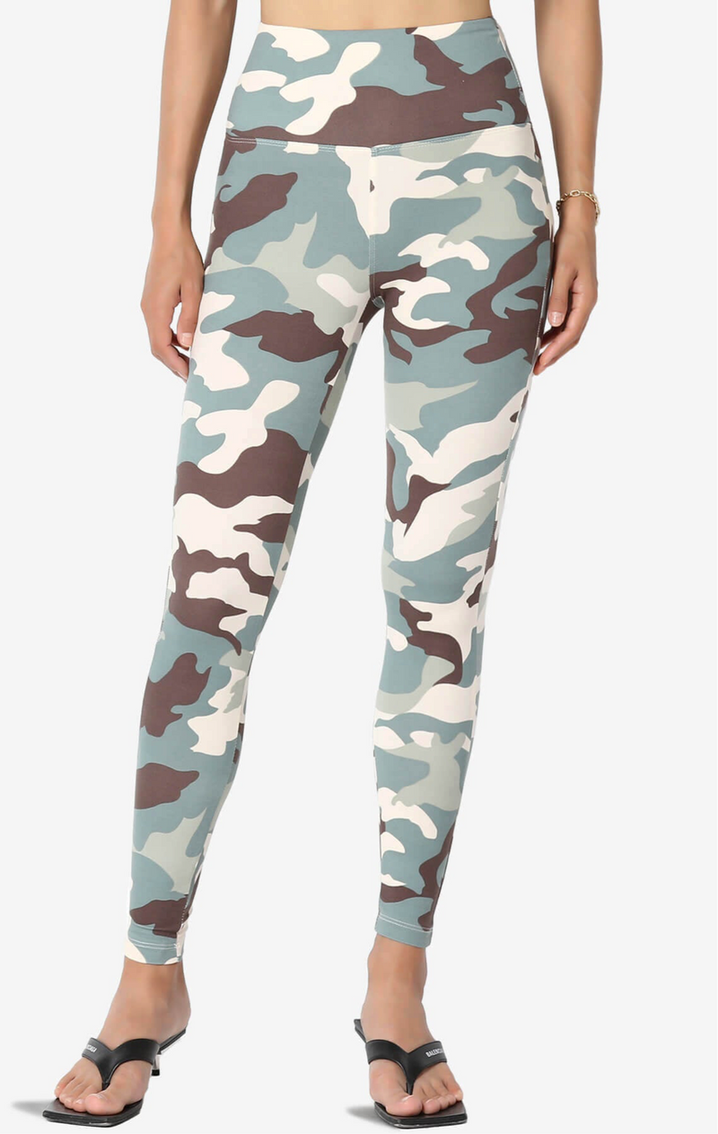 Military Camouflage High Rise Microfiber Full Length Leggings