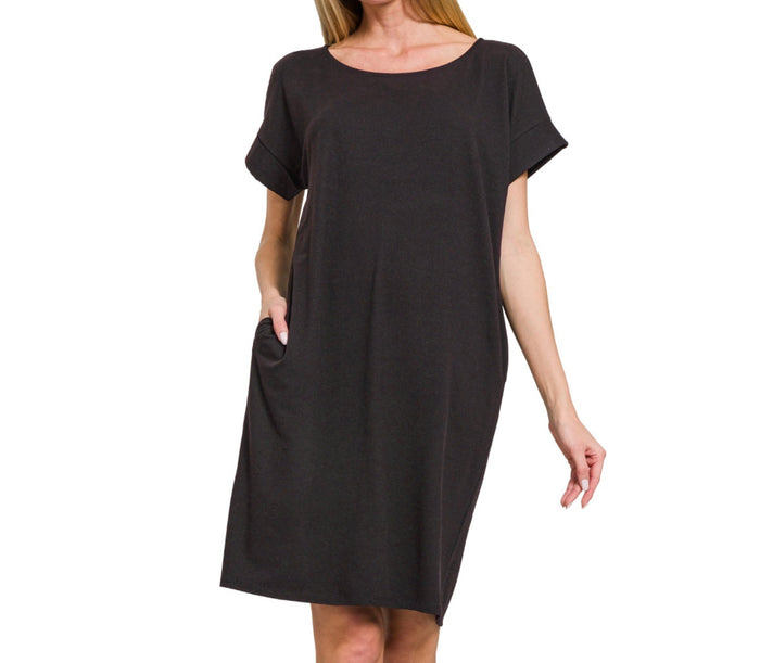 Plus Size Everyday Basic Striped Tunic Dress - Fabulously Dressed Boutique 