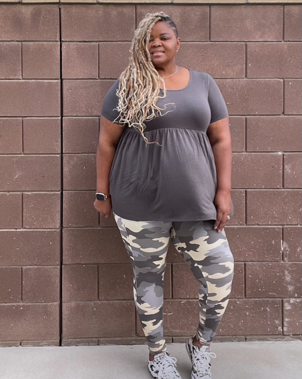 Plus Size Gray Peplum Top