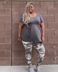 Plus Size Gray Peplum Top