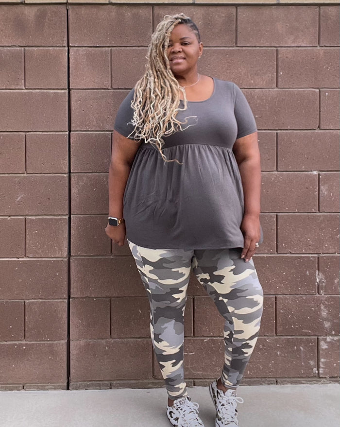 Plus Size Gray Peplum Top