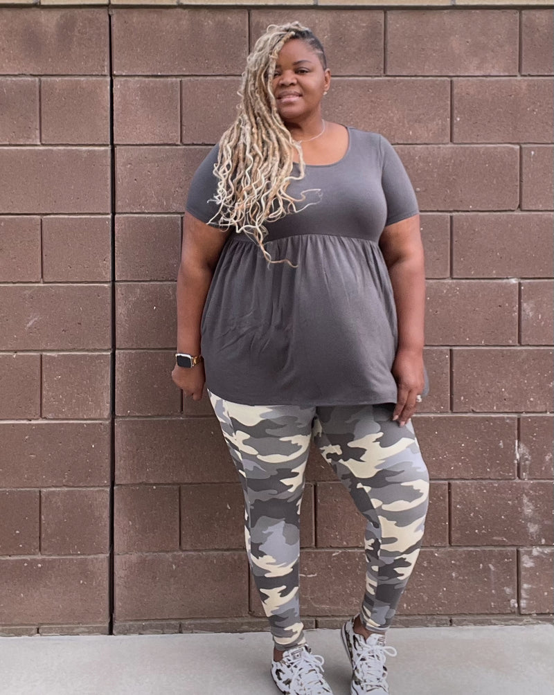 Plus Size Gray Peplum Top