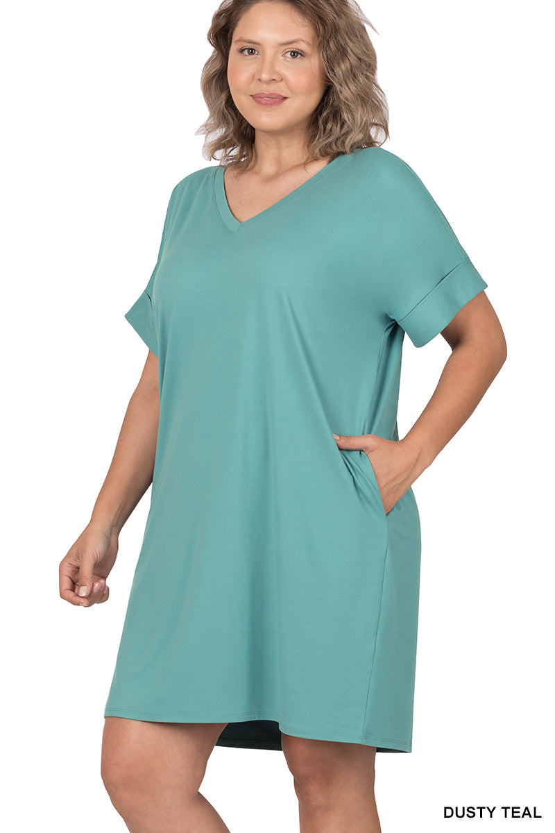 Plus Size Everyday Basic Striped Tunic Dress