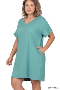 Plus Size Everyday Basic Striped Tunic Dress