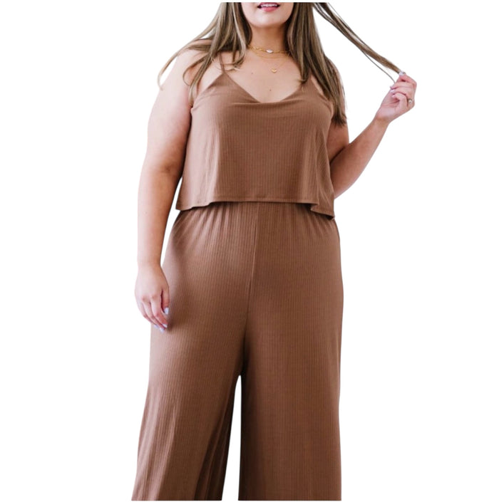 Women’s Plus Size Ribbed Jumpsuit