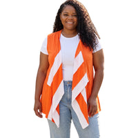 Women's Spicy Orange Color Block Drape Vest