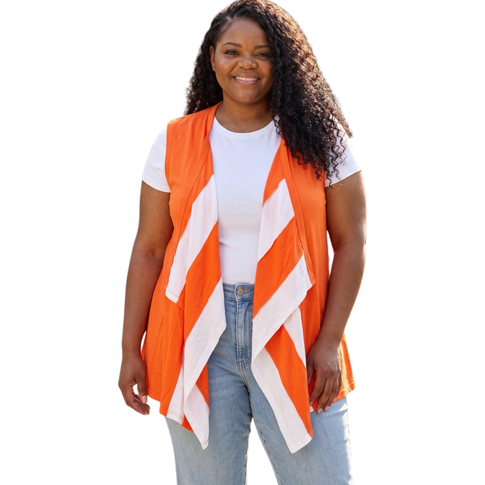 Women's Spicy Orange Color Block Drape Vest
