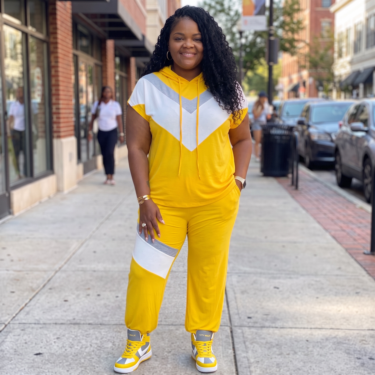Women's Plus Color Block Sweat Pants Set