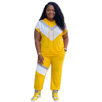 Women's Plus Color Block Sweat Pants Set