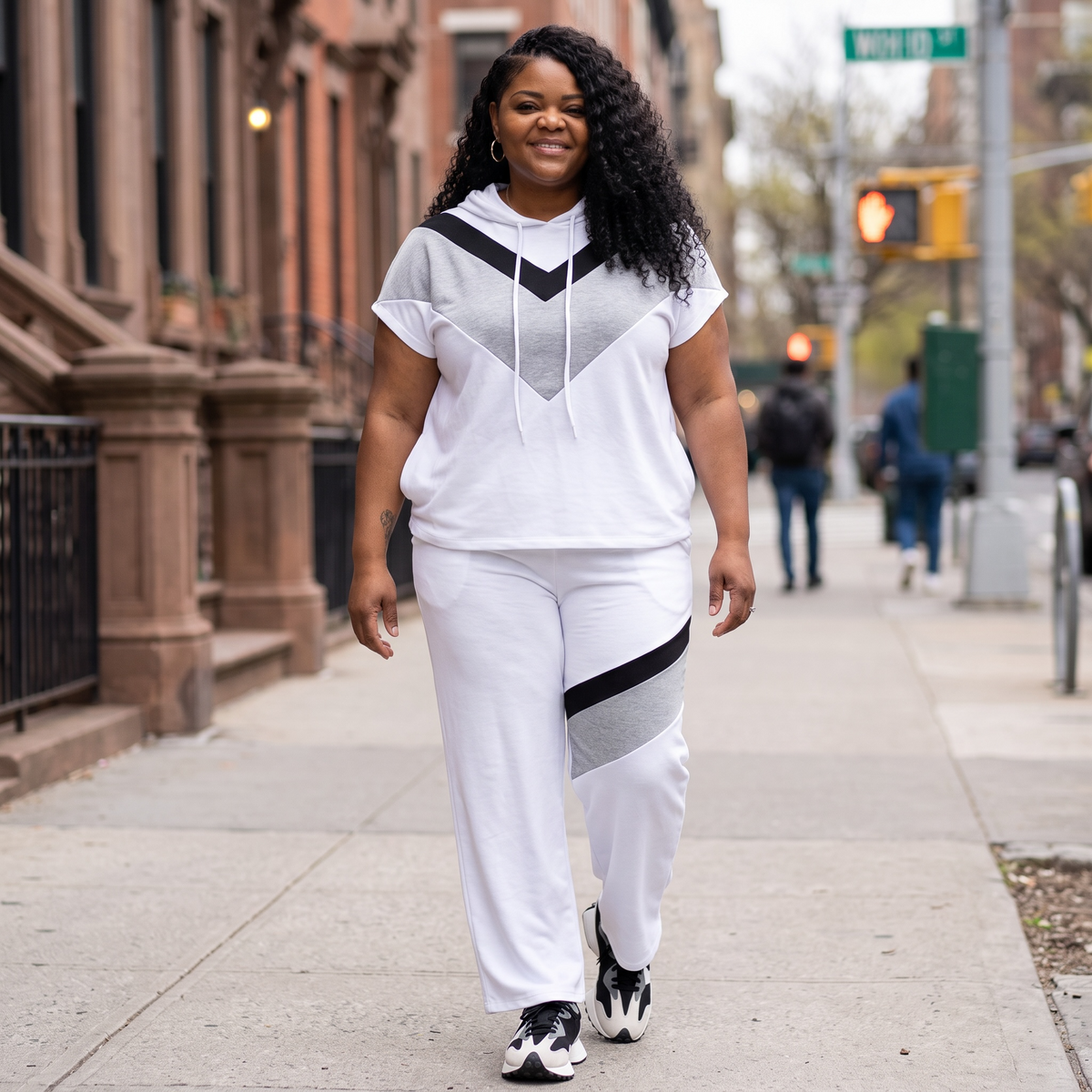 Women's Plus Color Block Sweat Pants Set