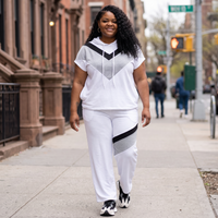 Women's Plus Color Block Sweat Pants Set