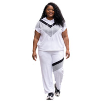 Women's Plus Color Block Sweat Pants Set