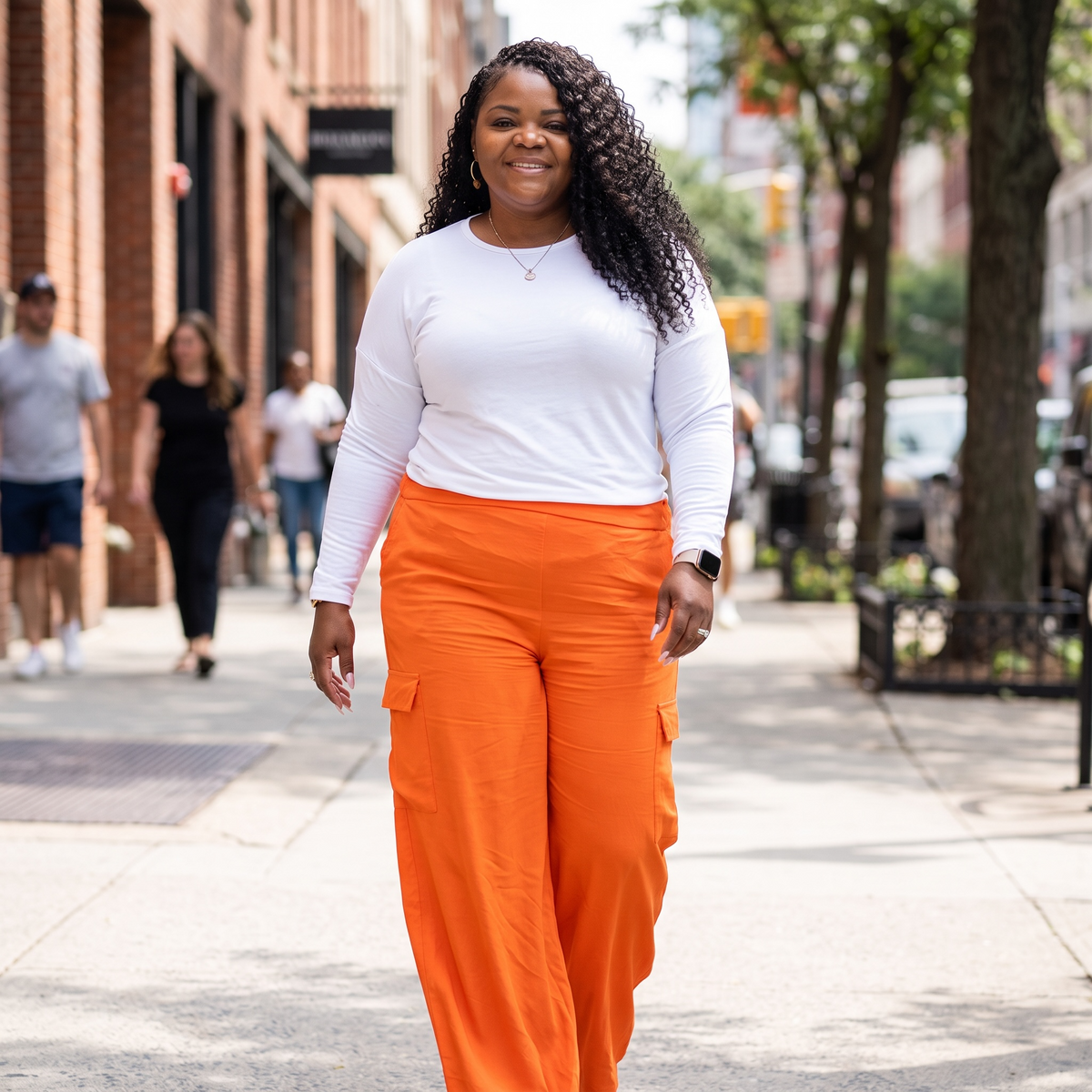 Women's Plus Size Spicy Orange Cargo Pants