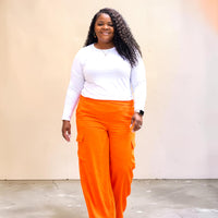 Women's Plus Size Spicy Orange Cargo Pants