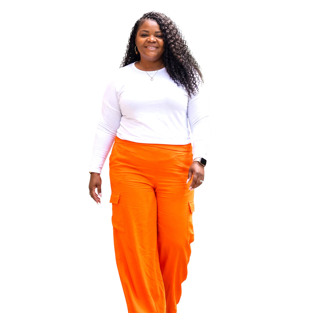 Women's Plus Size Spicy Orange Cargo Pants