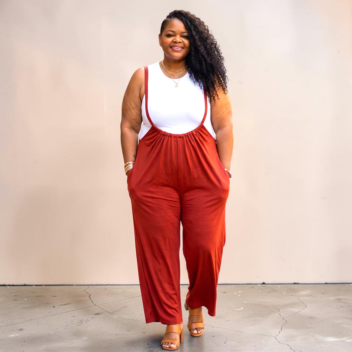 Plus Size Boho Chic Wide Leg Suspender Pants