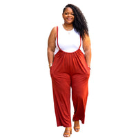 Plus Size Boho Chic Wide Leg Suspender Pants
